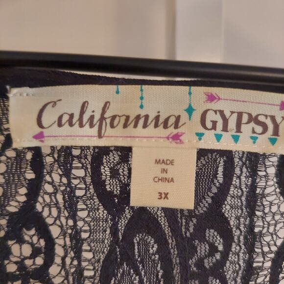 California Gypsy Plus Size 3X Sleeveless Lace High Low Top Boho Festival Grunge - Picture 4 of 8